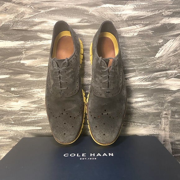 Men’s Navy/Neon Brushes Suede Oxford shoes - Picture 4 of 7